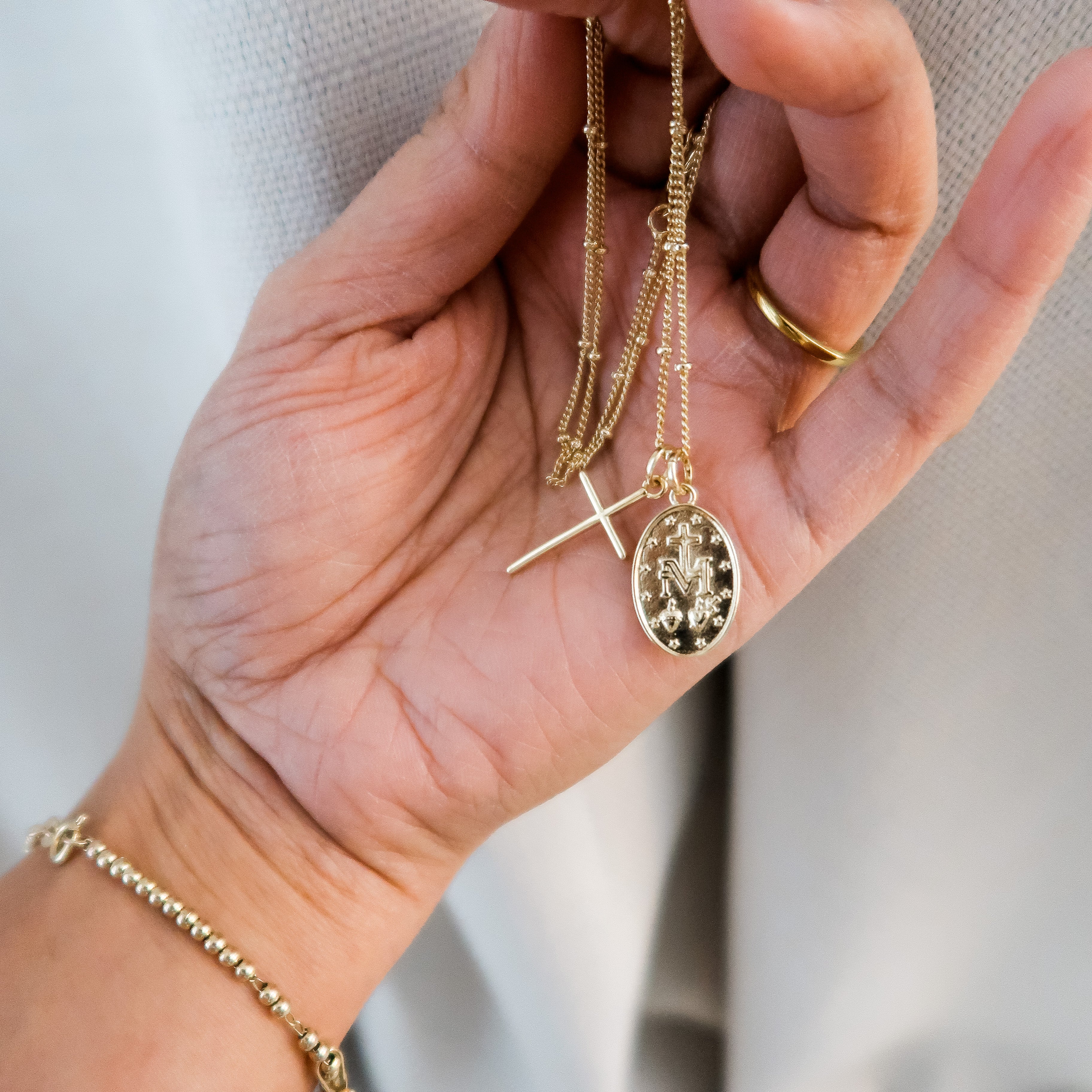 ELLA Virgin Mary Necklace, Religious Pendant, Gold God Designer Jewelr –  Hayland Living™