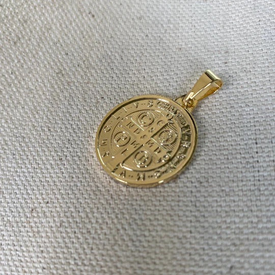 18k Gold Filled Saint Benedict 15mm Medal Pendant Satellite Chain 18” for Women